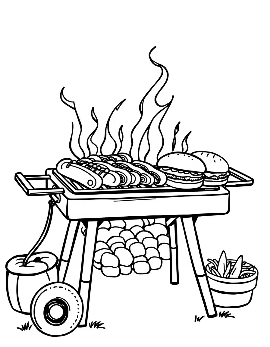 (Oklahoma) Barbecue grill with hot dogs and burgers
