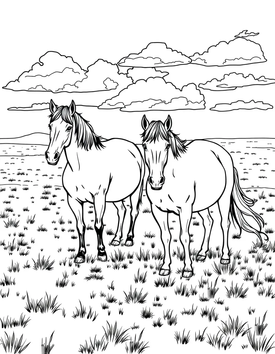 (Oklahoma) Horses grazing in an open pasture
