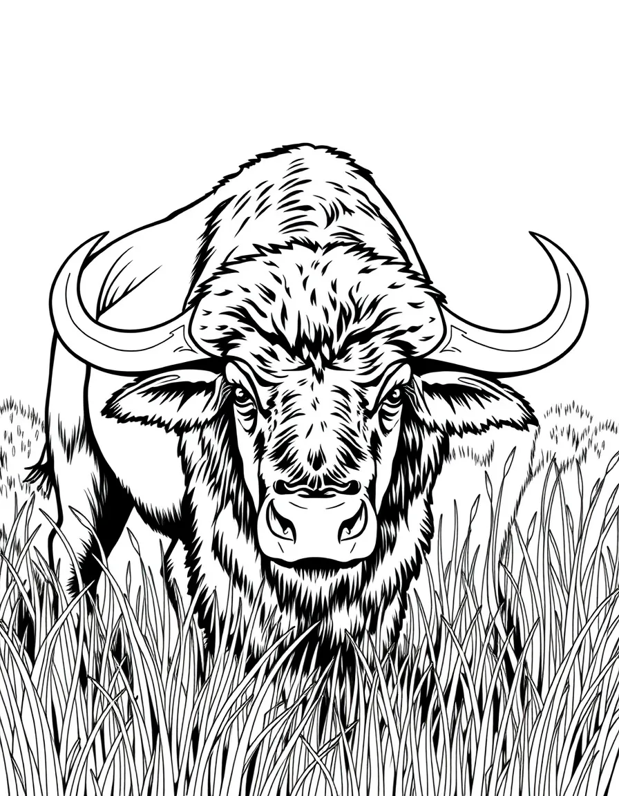 (Oklahoma) Buffalo grazing in tall grass