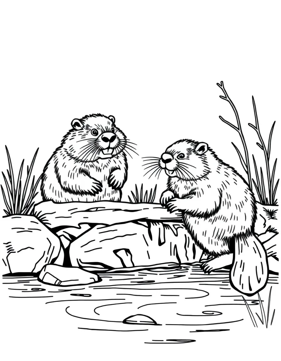(Oklahoma) Beavers building a dam