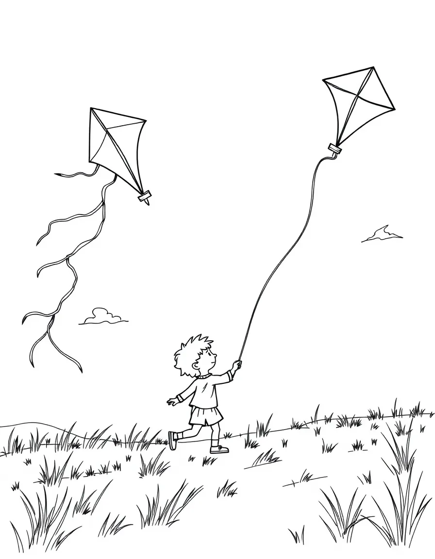 (Oklahoma) Children flying kites on a windy Oklahoma day