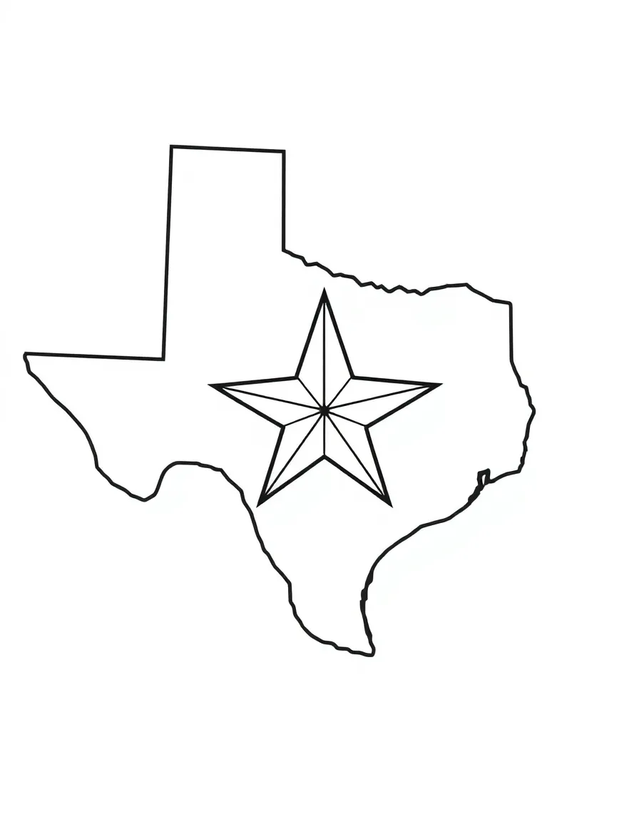 (Texas) The Texas state shape with a big star in the center