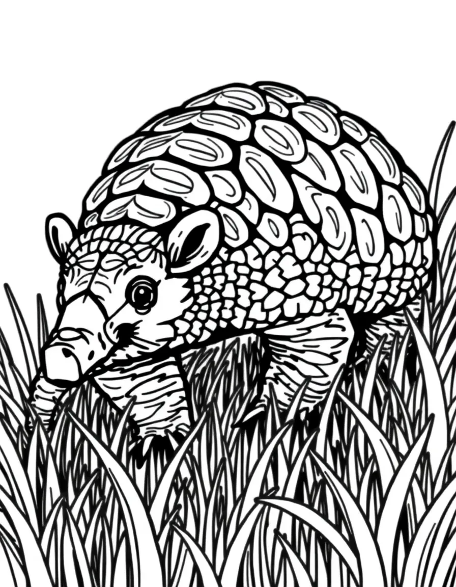 (Texas) An armadillo walking through grass