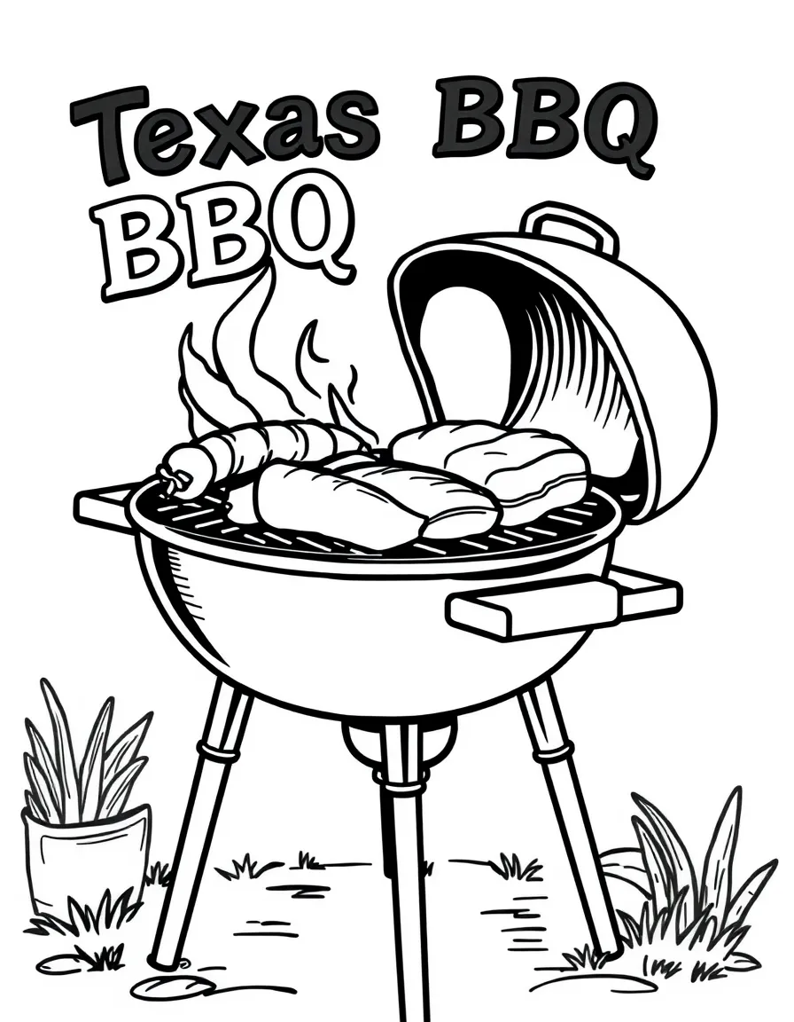 (Texas) A BBQ grill with sausage and brisket