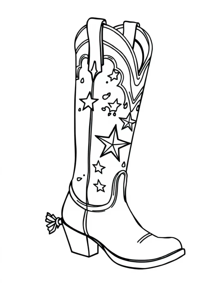 (Texas) A cowboy boot with star designs
