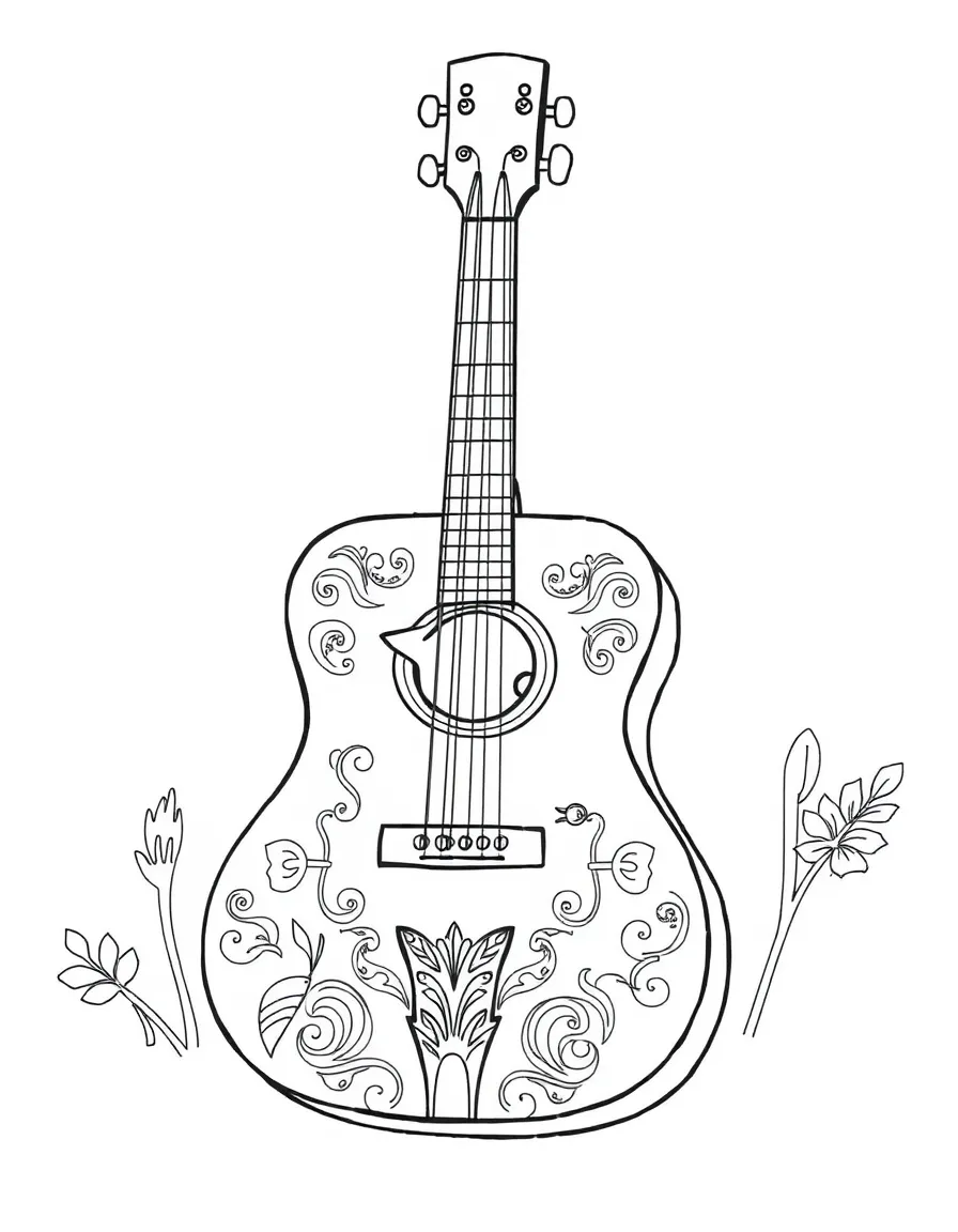 (Texas) A guitar with western patterns