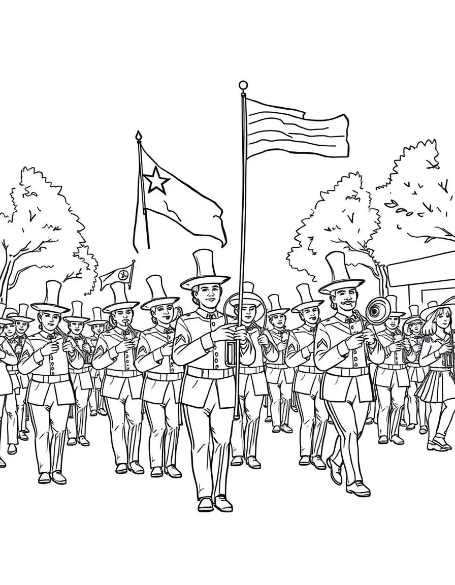 (Texas) A marching band in a Texas parade