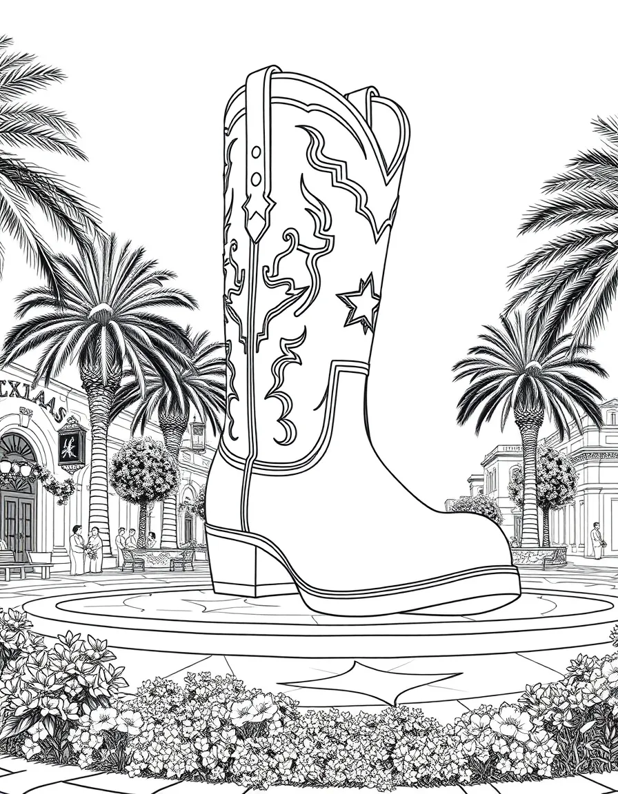 (Texas) A giant boot sculpture in a plaza