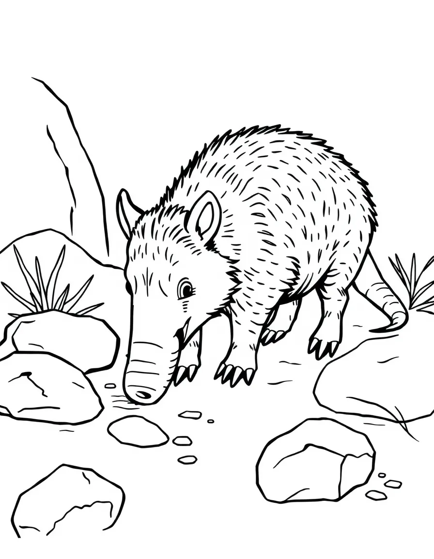 (Texas) A javelina sniffing around rocks