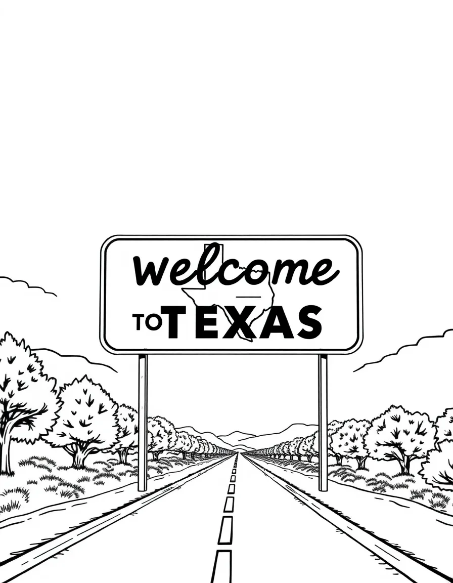 (Texas) A big "Welcome to Texas" road sign