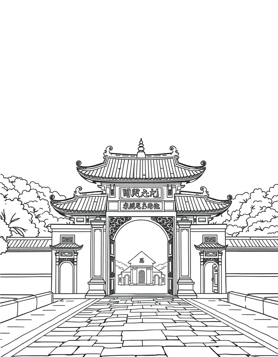 (Vietnam) The Imperial City in Huế with its ornate gate and ancient walls.