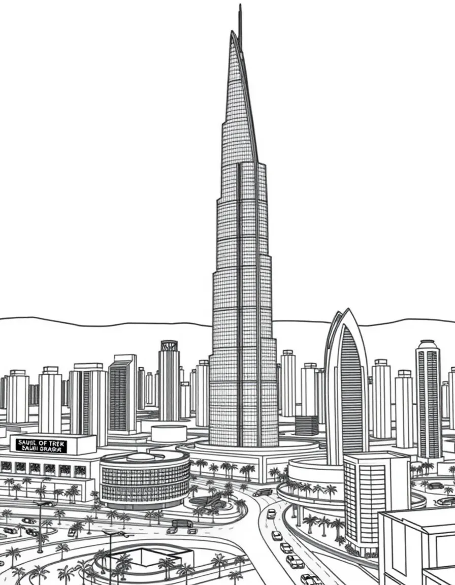(Saudi Arabia) The Kingdom Center Tower in Riyadh rising into the sky above the modern city.