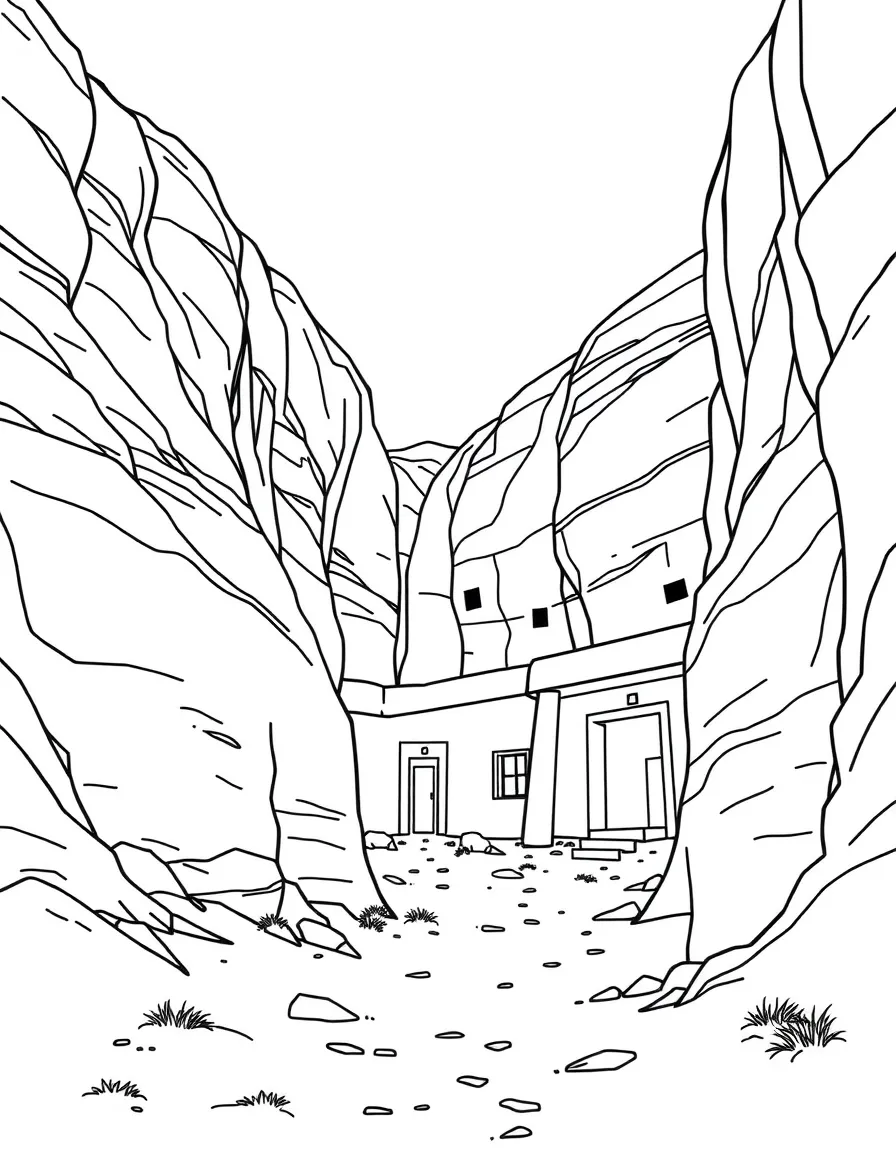 (Saudi Arabia) Ancient Nabatean tombs carved into the red cliffs at Mada’in Salih in Al-‘Ula.