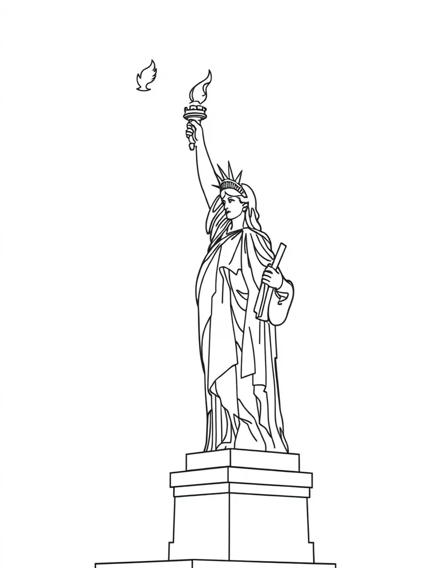 (United States) The Statue of Liberty holding her torch high over New York Harbor