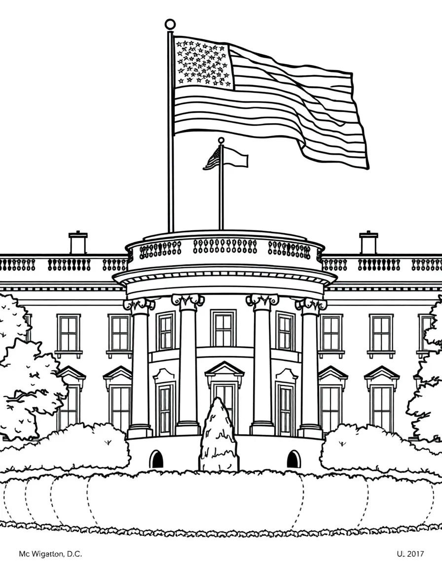 (United States) The White House in Washington, D.C. with the U.S. flag flying
