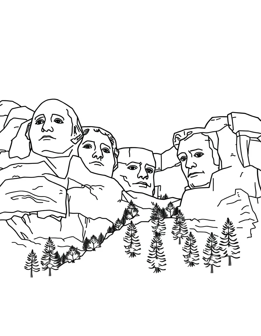 (United States) The faces of Mount Rushmore carved into a mountain