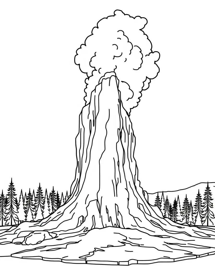 (United States) Old Faithful geyser erupting at Yellowstone National Park