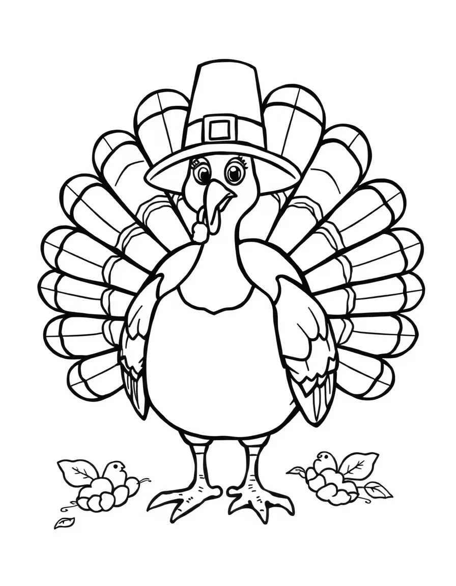 (United States) A Thanksgiving turkey wearing a Pilgrim hat