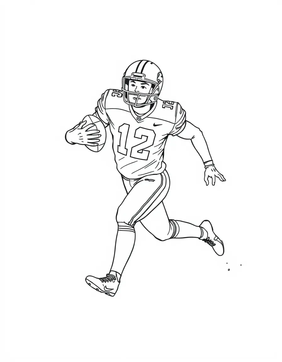 (United States) A football player running to score a touchdown