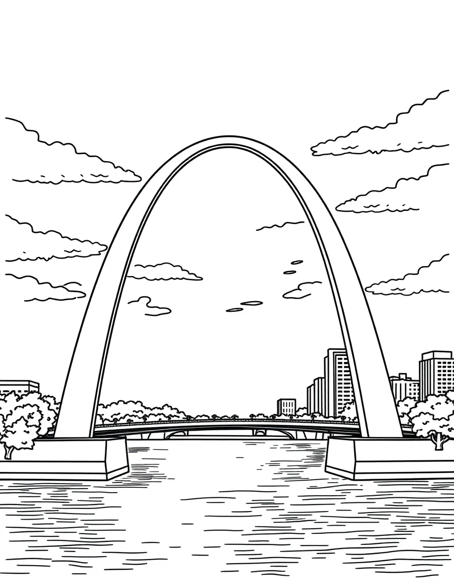(United States) The Gateway Arch in St. Louis beside the Mississippi River