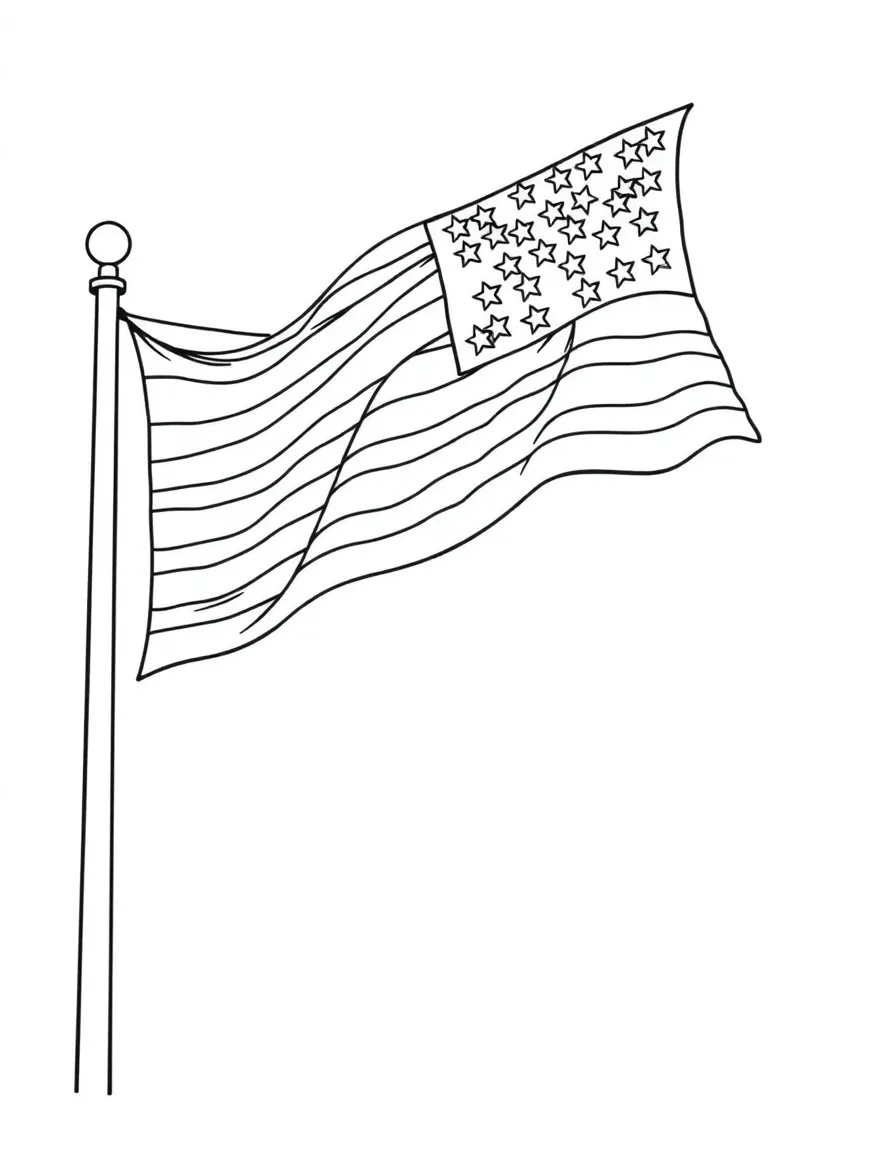 (United States) The American flag waving proudly on a flagpole