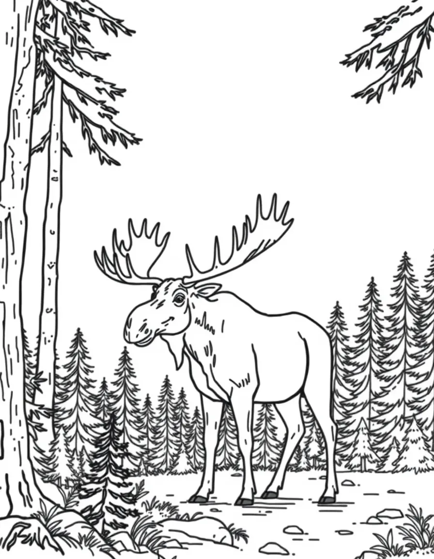 (Canada) A mighty moose standing in a tranquil forest