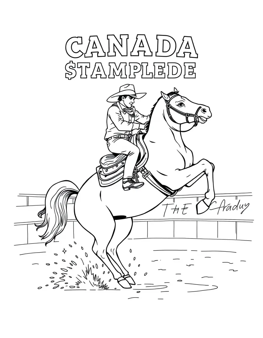 (Canada) The Calgary Stampede rodeo with a cowboy riding a bucking horse