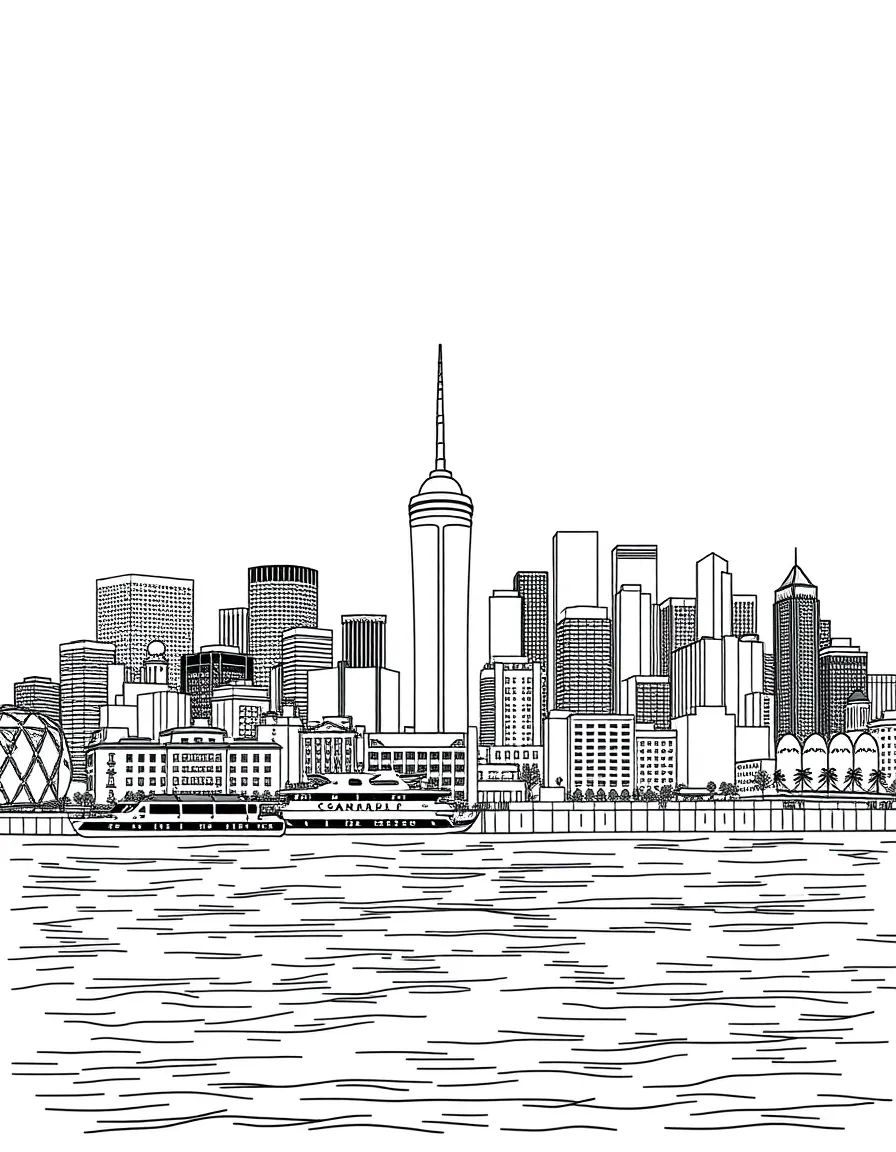 (Canada) The Montreal skyline with the Saint Lawrence River in front
