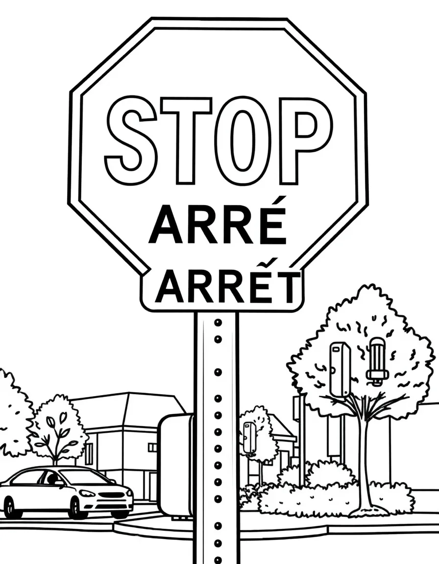 (Canada) A bilingual stop sign in English and French (“STOP/ARRÊT”) on a street corner