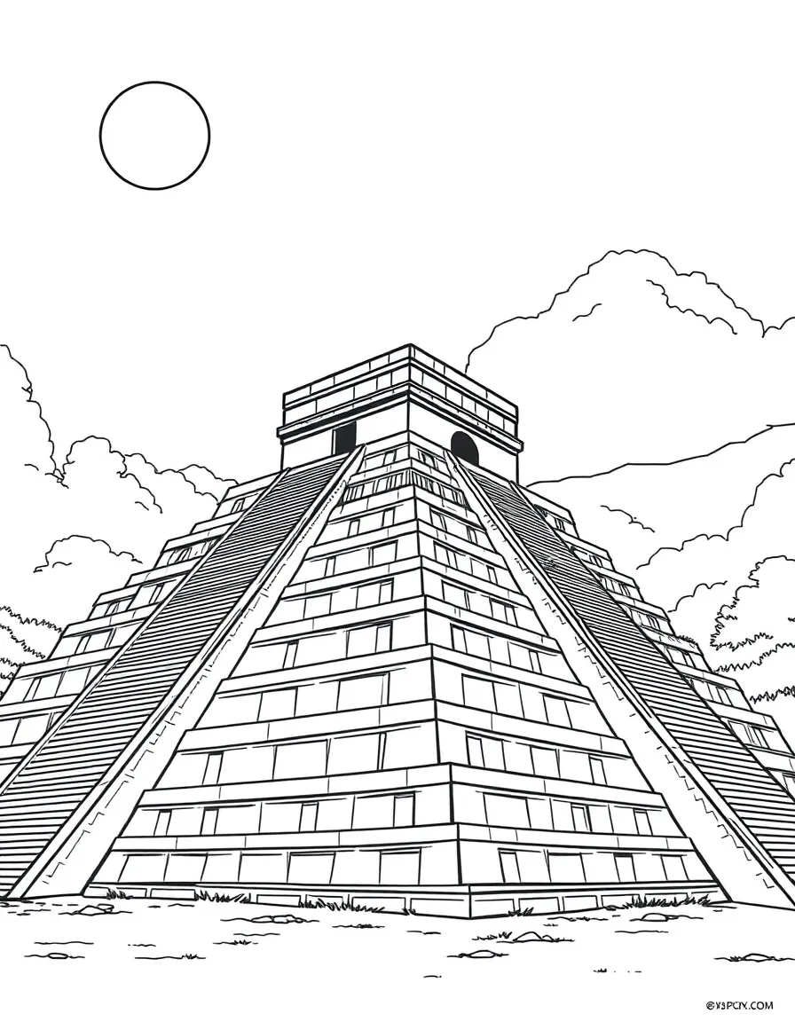 (Mexico) The ancient Mayan pyramid of Chichén Itzá under a sunny sky