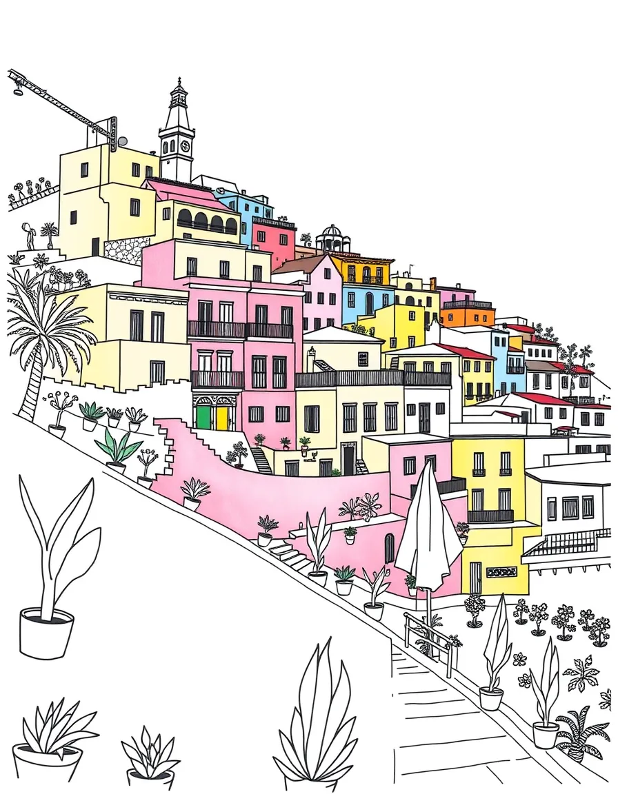 (Mexico) The city of Guanajuato’s hillside houses painted in bright colors
