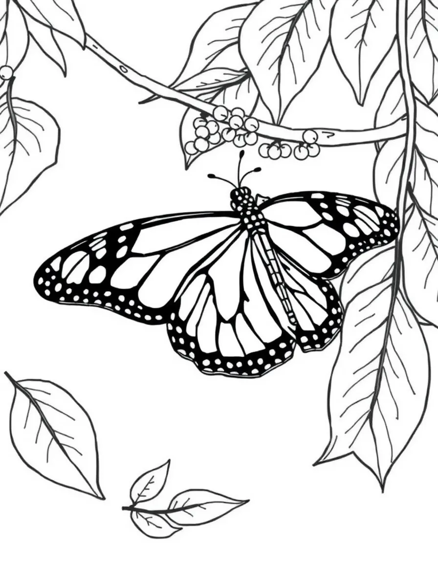 (Mexico) A monarch butterfly resting on a branch (migrating to Mexico in winter)
