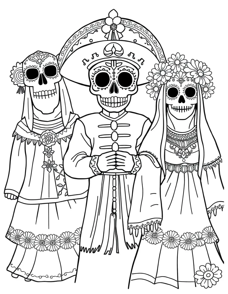 (Mexico) Traditional masks and costumes for the Day of the Dead parade