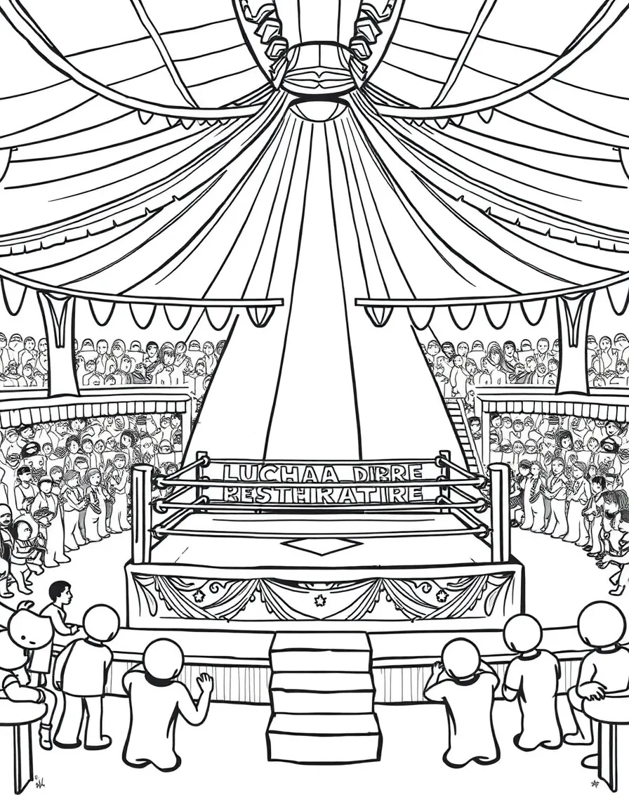 (Mexico) A scene from the Lucha Libre arena with a colorful wrestling ring