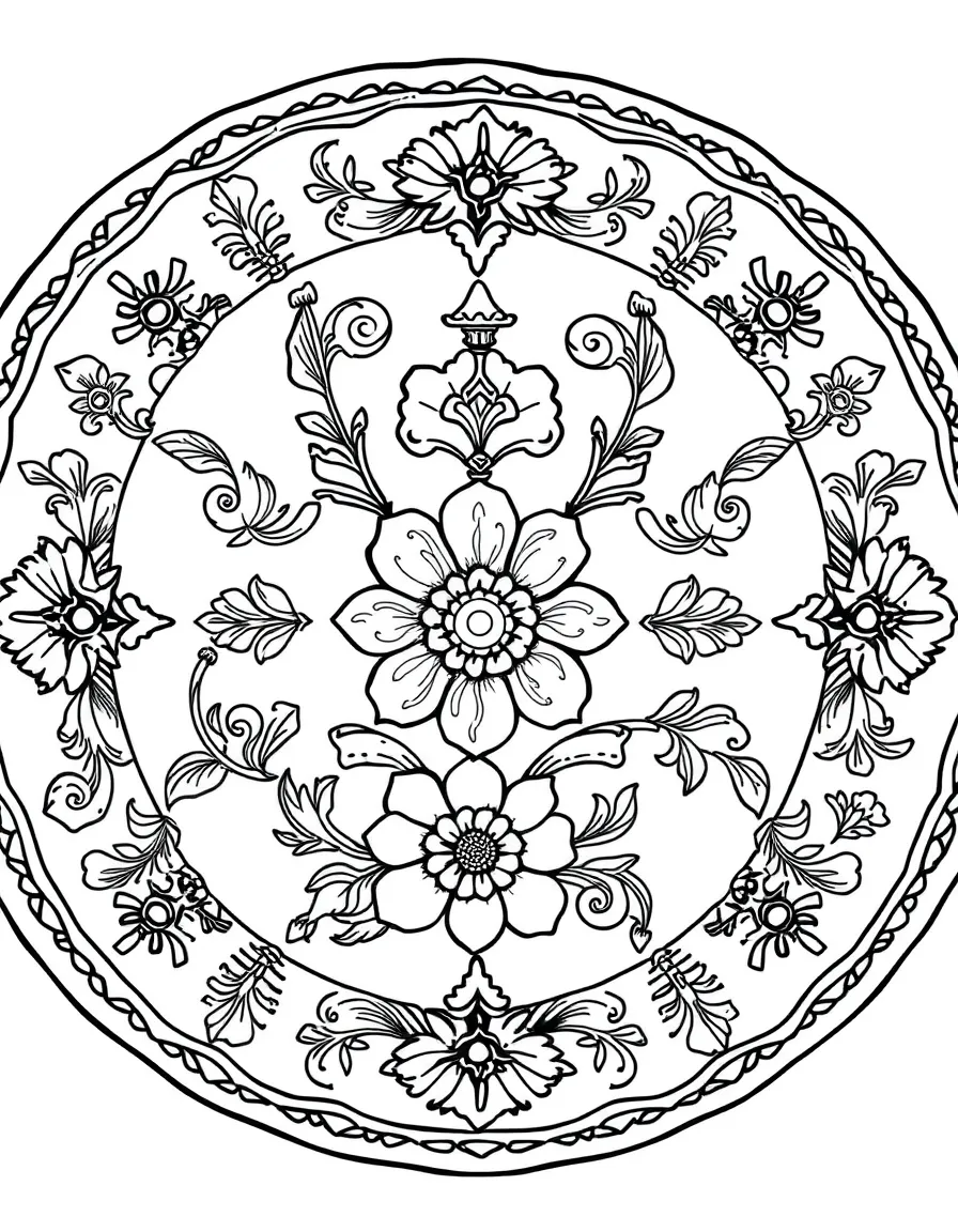 (Mexico) A classic Talavera ceramic plate with ornate floral designs