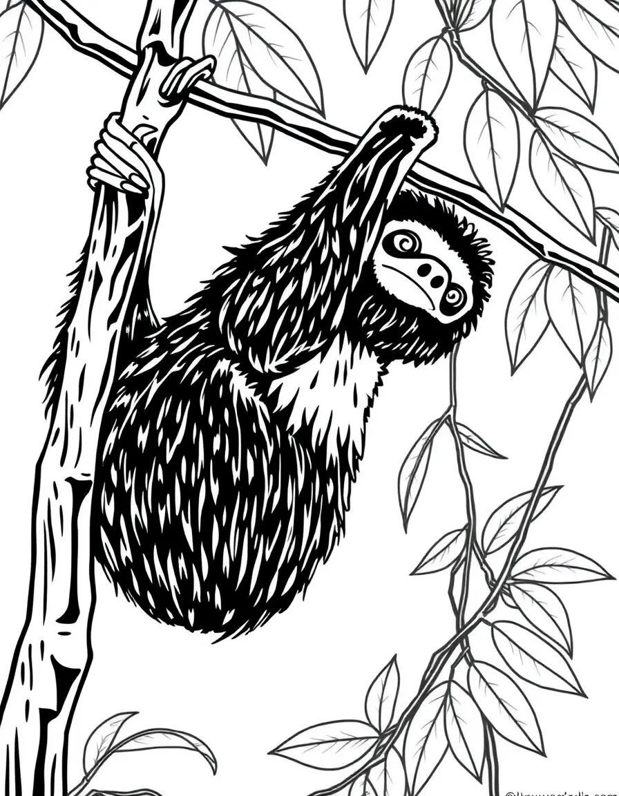 (Brazil) A sloth hanging lazily from a tree branch in the Amazon