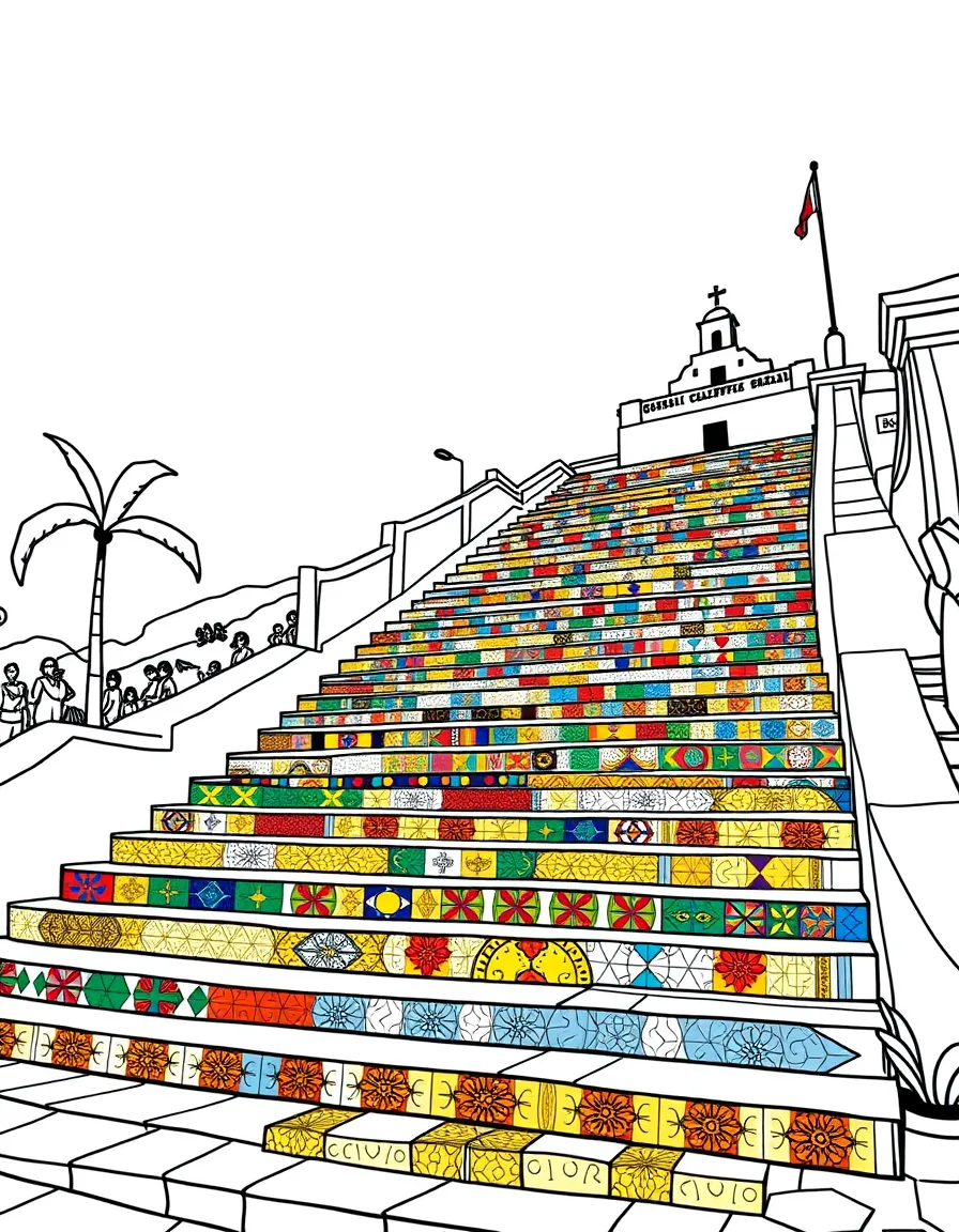 (Brazil) The famous Selarón Steps in Rio covered in colorful tiles
