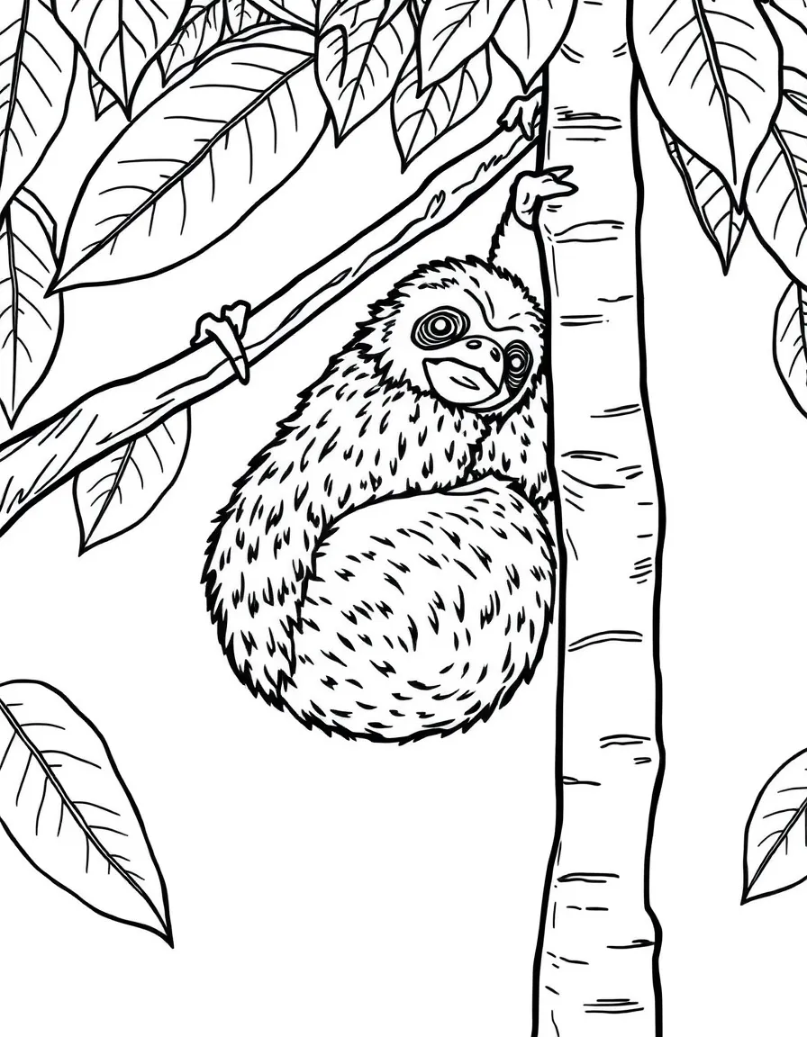 (Brazil) A sloth hanging lazily from a tree branch in the Amazon