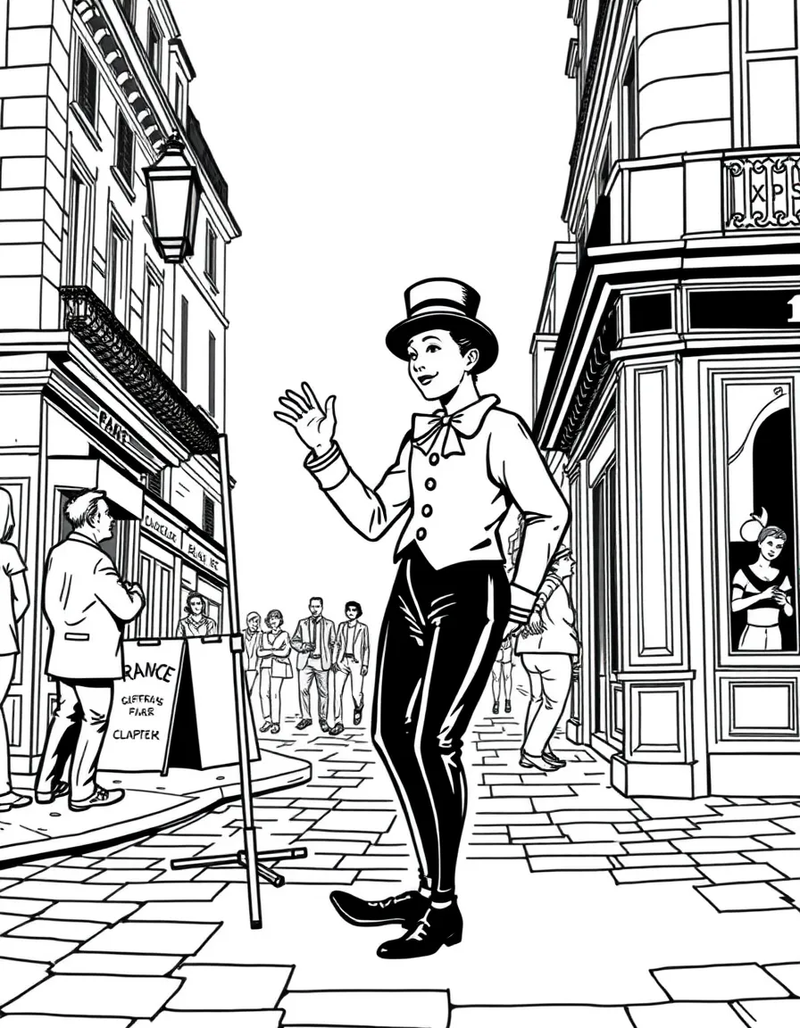 (France) A mime performing on a Paris street corner
