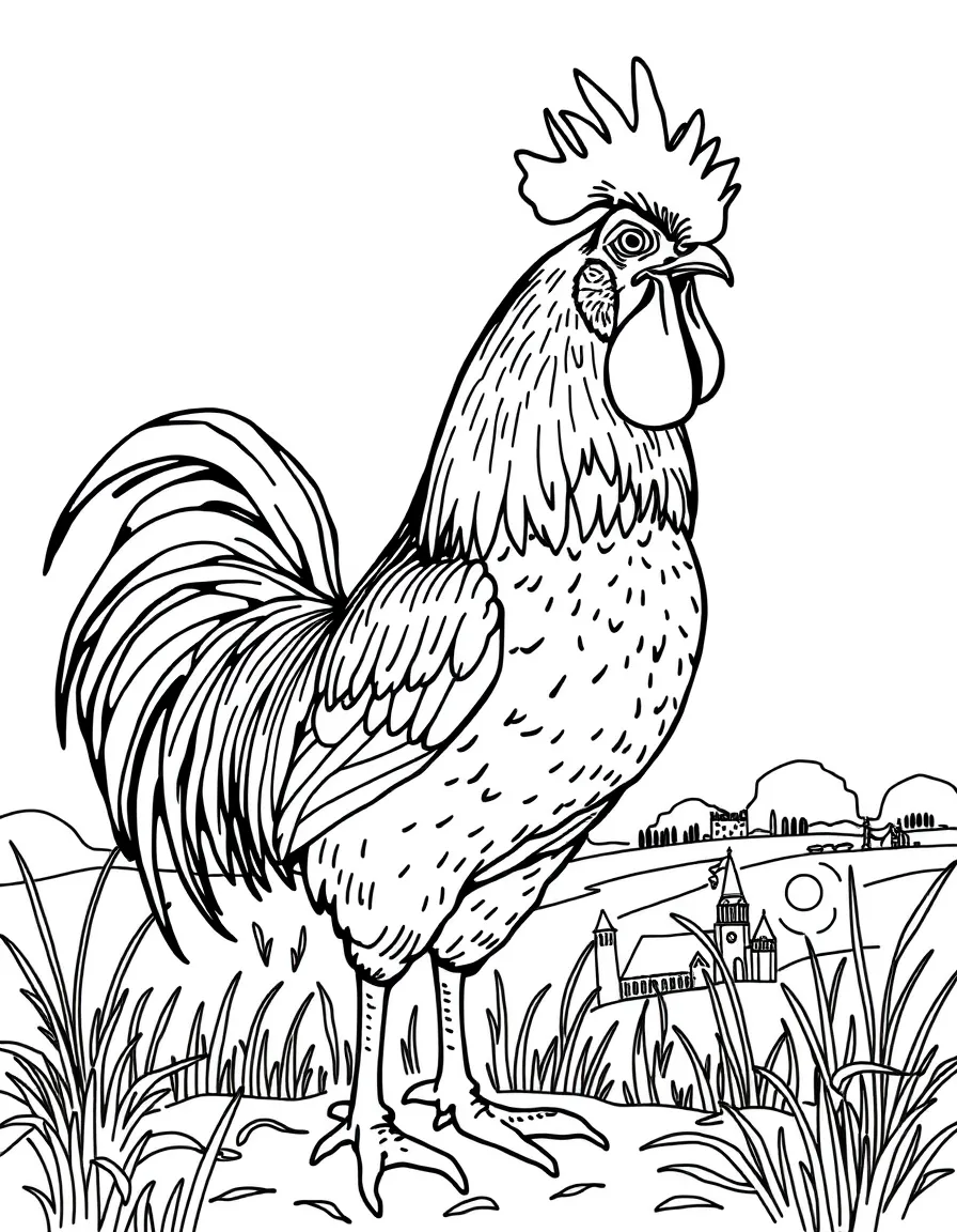(France) A rooster (France’s national animal) crowing in the countryside