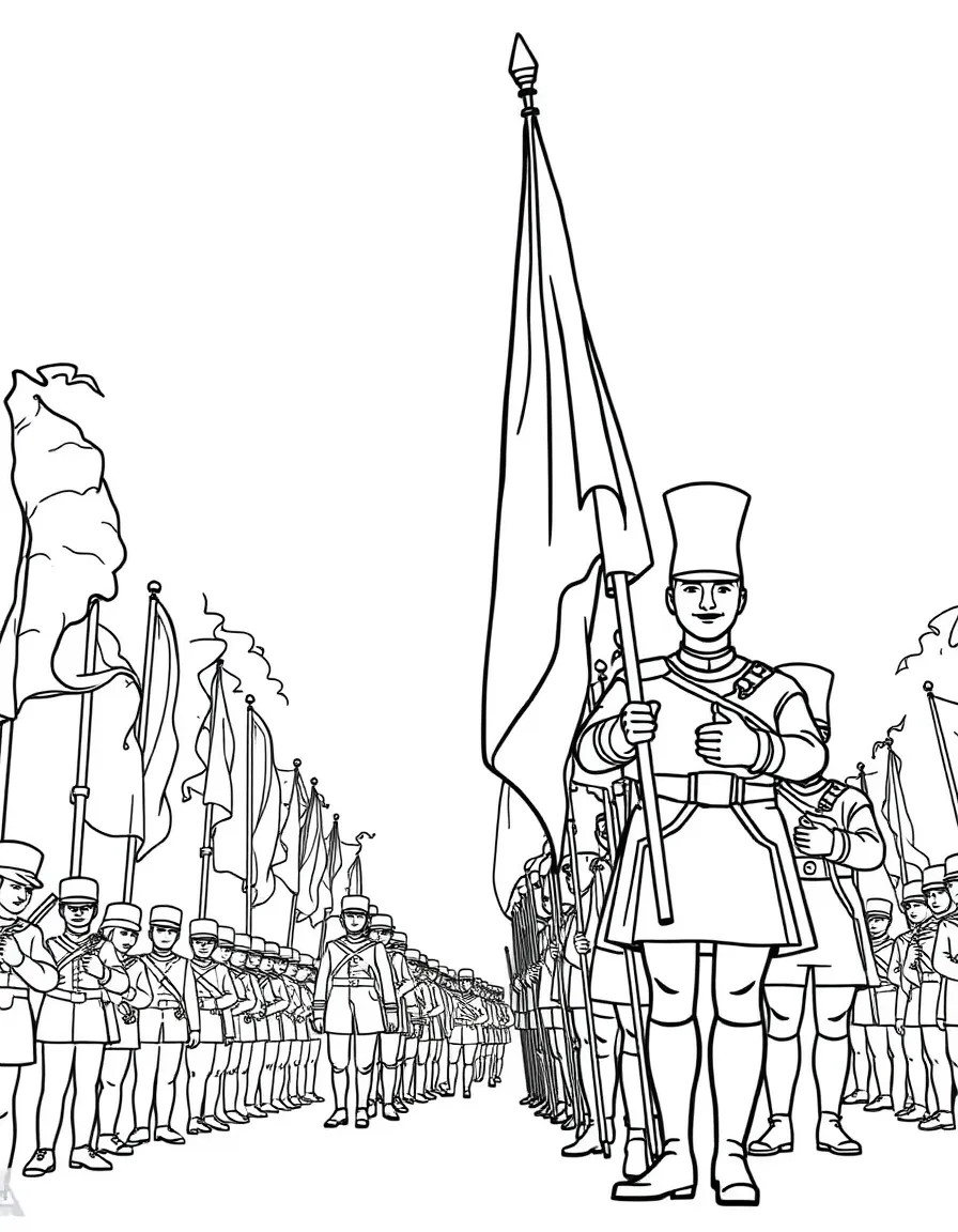 (France) The Bastille Day parade with soldiers and flags