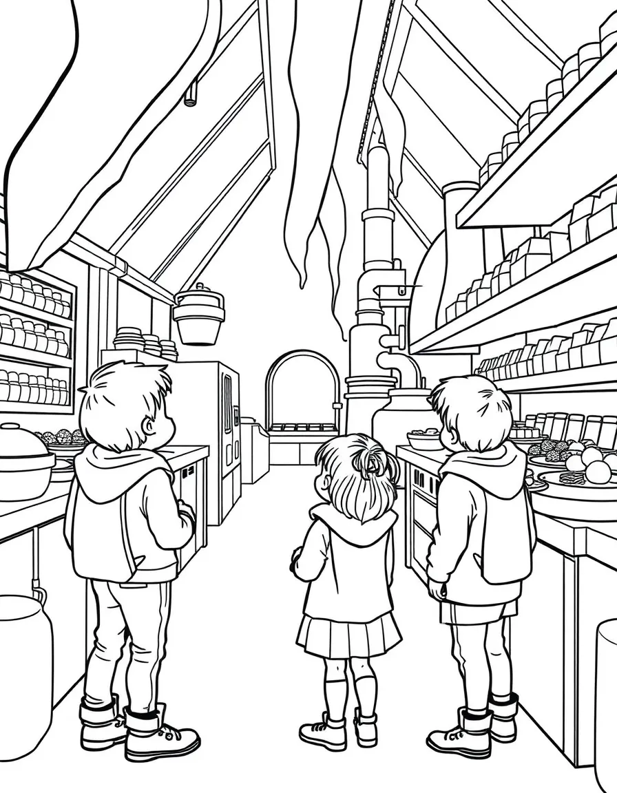 (France) Kids visiting a chocolate factory in Lyon