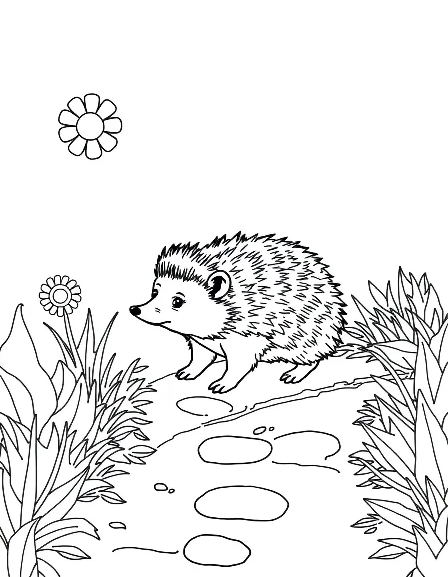 (France) A hedgehog walking through a garden path