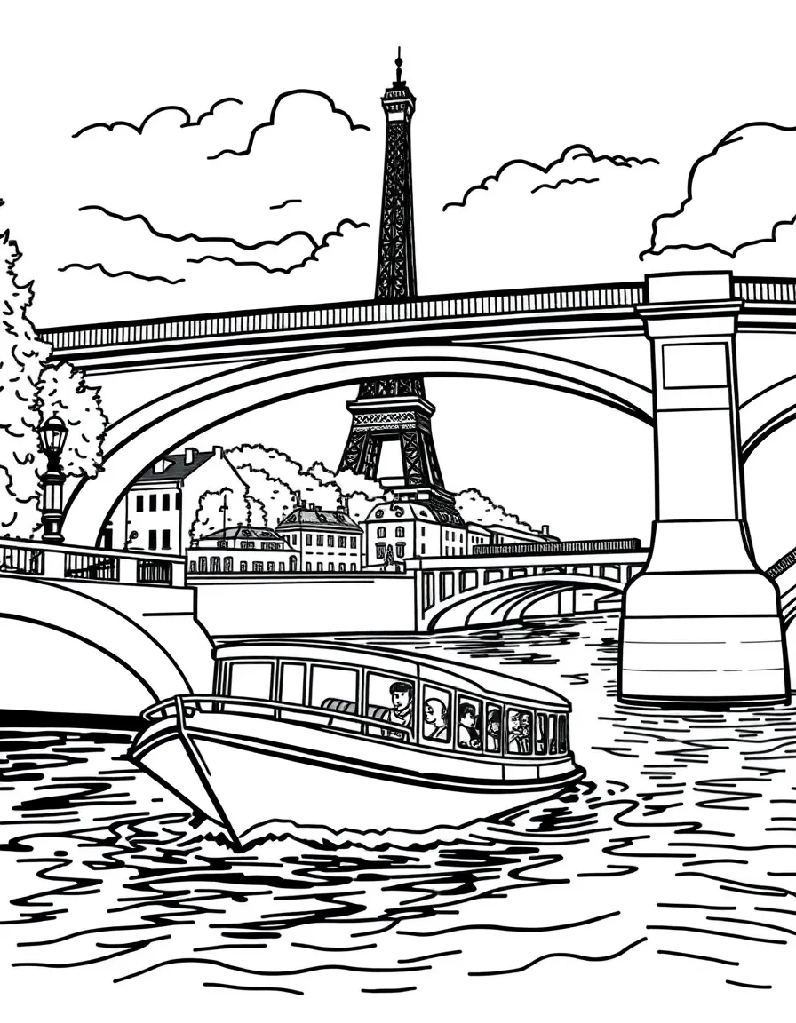 (France) A boat cruise under Paris bridges
