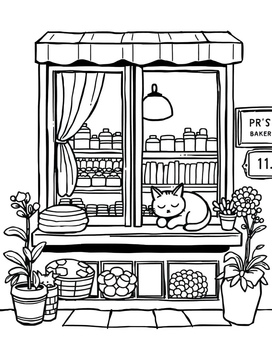 (France) A bakery cat sleeping in the window