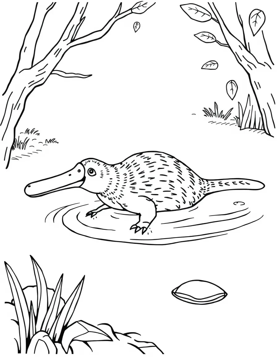 (Australia) A duck-billed platypus swimming in a creek.