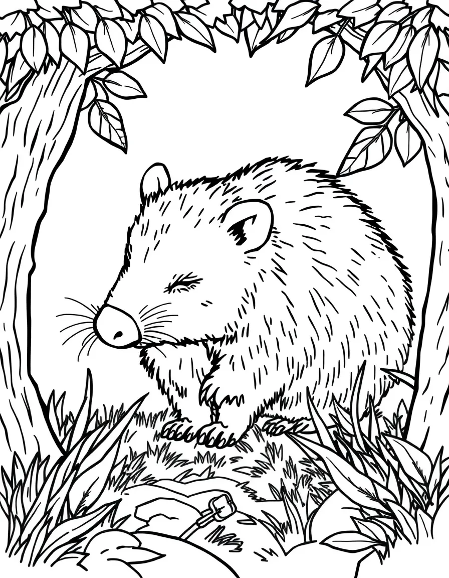 (Australia) A sleepy wombat waddling through the bush.