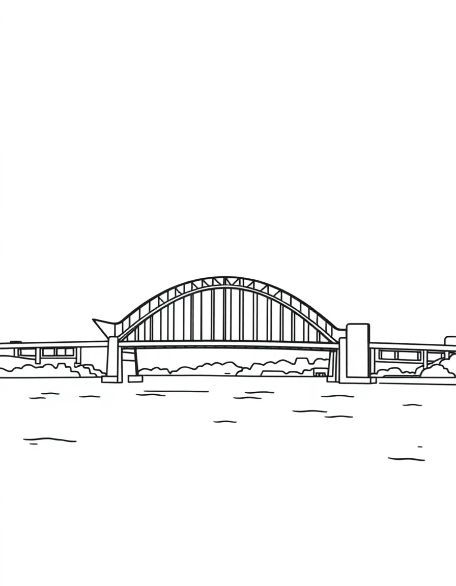 (Australia) The Sydney Harbour Bridge stretching across the water.