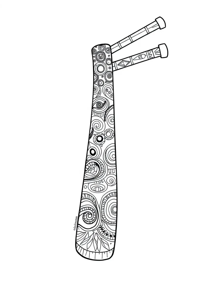 (Australia) A didgeridoo (musical instrument) painted with Aboriginal designs.