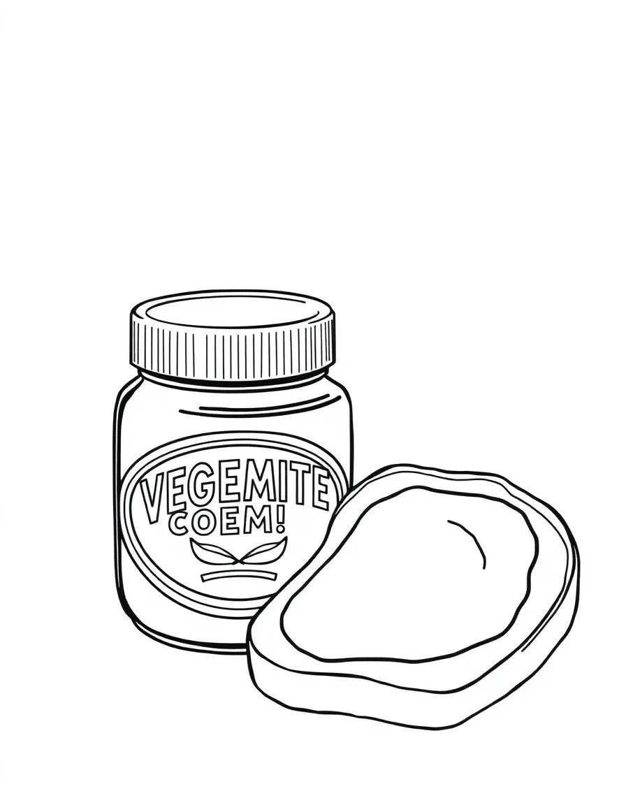 (Australia) A jar of Vegemite next to a slice of toast spread with Vegemite.